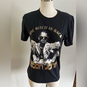 S - Elton John Black Graphic T-Shirt